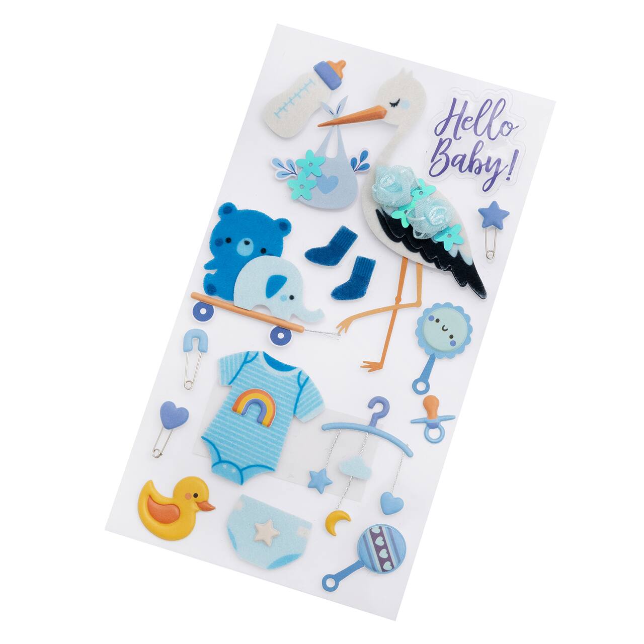 12 Pack: Baby Boy Stork Dimensional Stickers by Recollections™